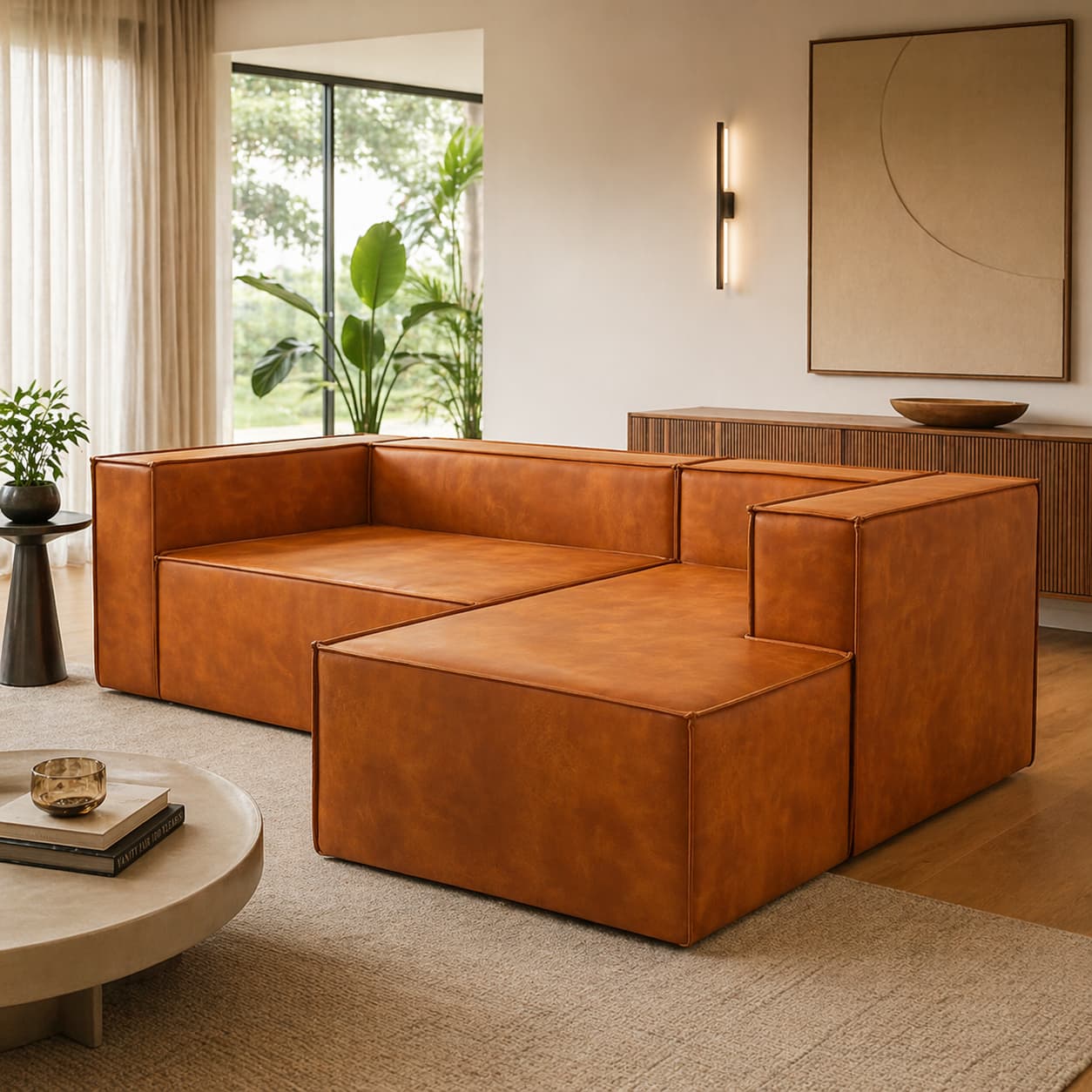 Sofá Aconchego Durmae em sala de estar moderna